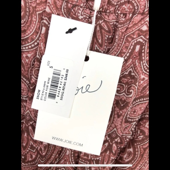 Joie Snow Port Wine Paisley Drop Waist Silk Dress Size Small $368 - Picture 3 of 10